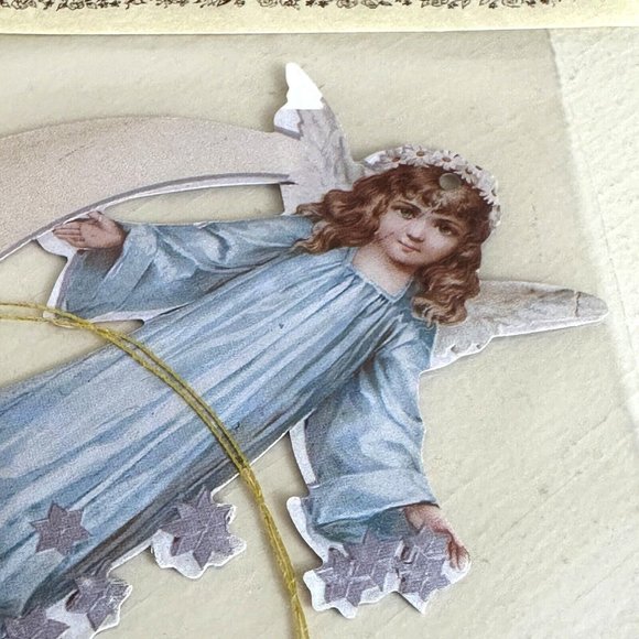 Vintage NOS Old Print Factory Victorian Die Cut Reversible Angels Christmas Deco - Picture 11 of 13